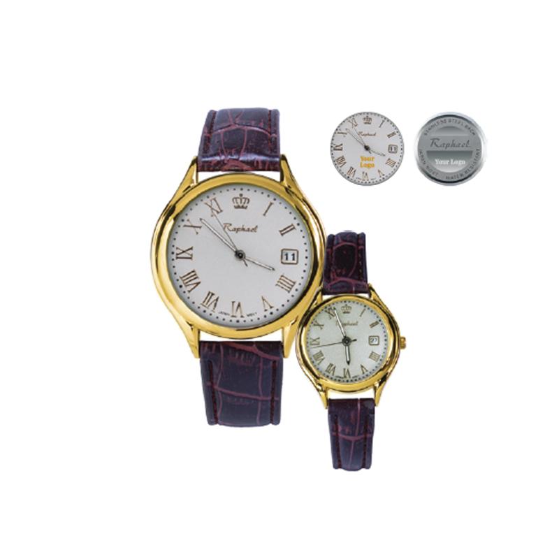 Raphael Gold Roman Dial Leather Promotion Wristwatches